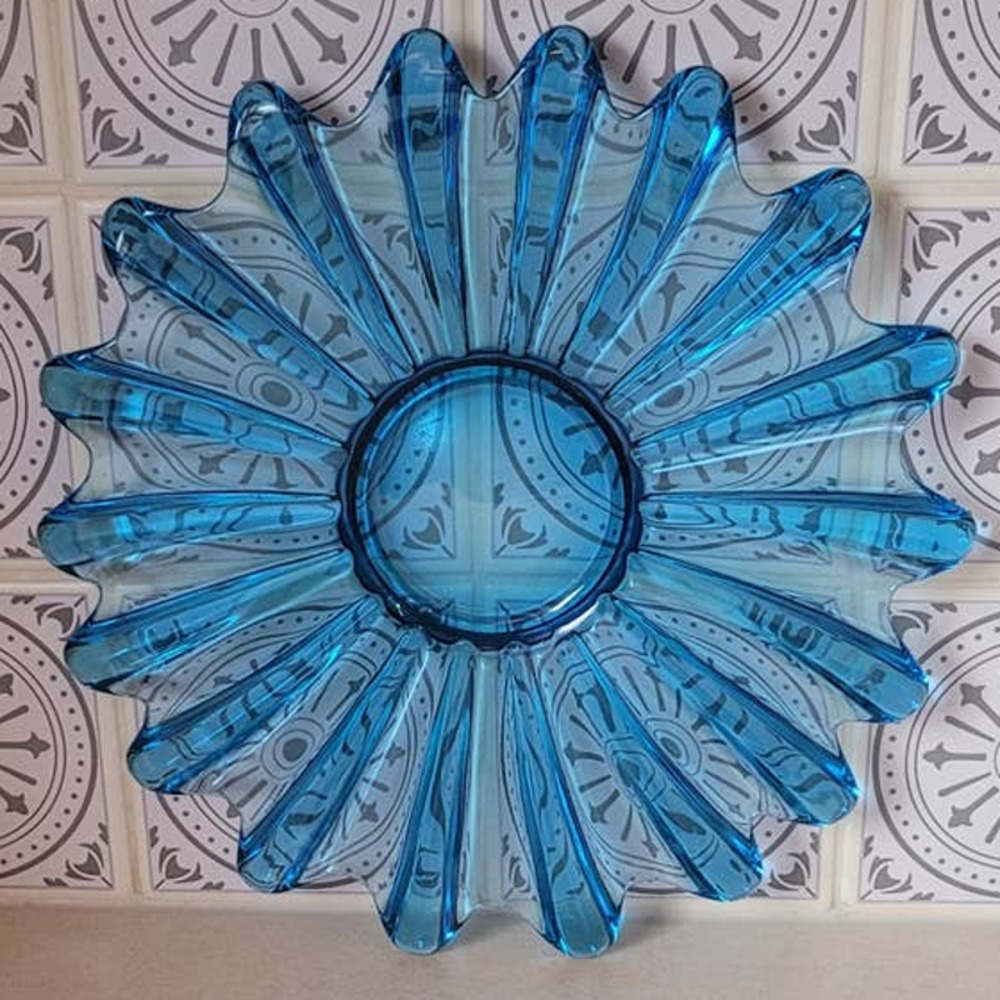Fostoria Celestial Blue Glass Trinket Dish or Platter